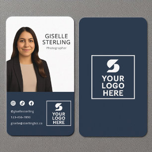 Carte De Visite Photographe Marine Bleu Photo Logo Portrait