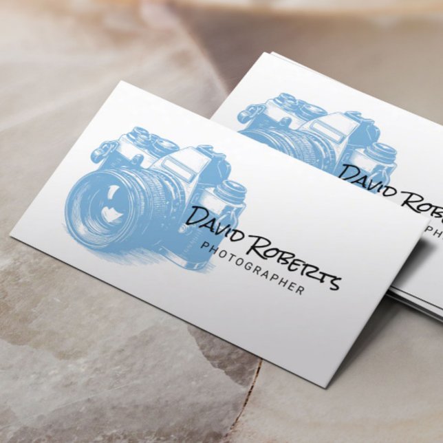 Carte De Visite Photographe minimaliste Caméra Dessin Photographie (Créateur téléchargé)
