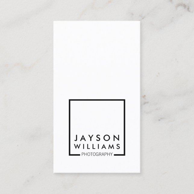 Carte De Visite Photographe minimaliste moderne Logo Carré I (Devant)