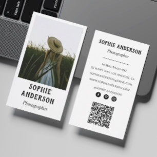 Carte De Visite Photographe Minimaliste Moderne Photo avec Code QR