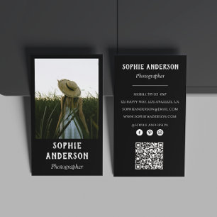 Carte De Visite Photographe Minimaliste Moderne Photo avec Code QR