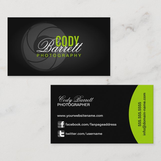 Carte De Visite Photographe moderne (Devant / Derrière)
