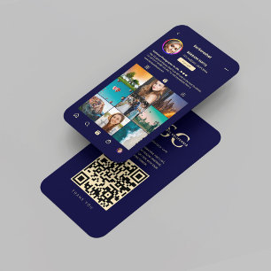 Carte De Visite Photographe moderne Midnight Blue Gold Instagram