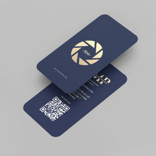 Carte De Visite Photographe moderne Photographie Blue Gold Lens