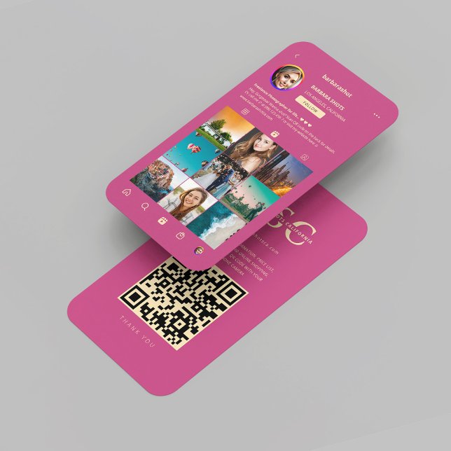 Carte De Visite Photographe moderne Pink Gold Instagram (Modern Photographer Pink Gold Instagram Business Card
)