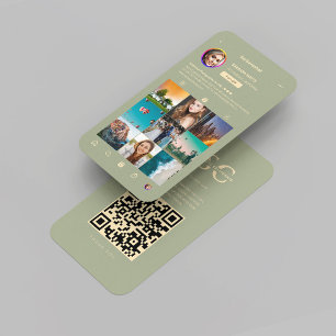 Carte De Visite Photographe moderne Sage Green Instagram Grille