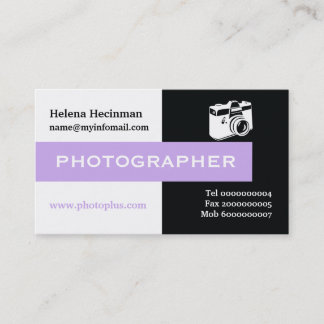 Carte De Visite Photographe noir, blanc, lavande attirant l'oeil