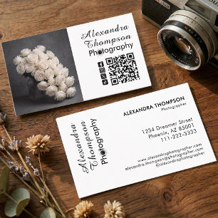 Carte de visite photographe noir blanc script