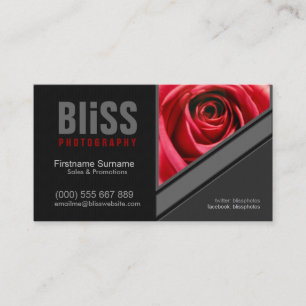 Carte De Visite Photographe Noir+ Gris Rouge avec modèle de photo