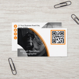 Carte de visite photographe orange moderne