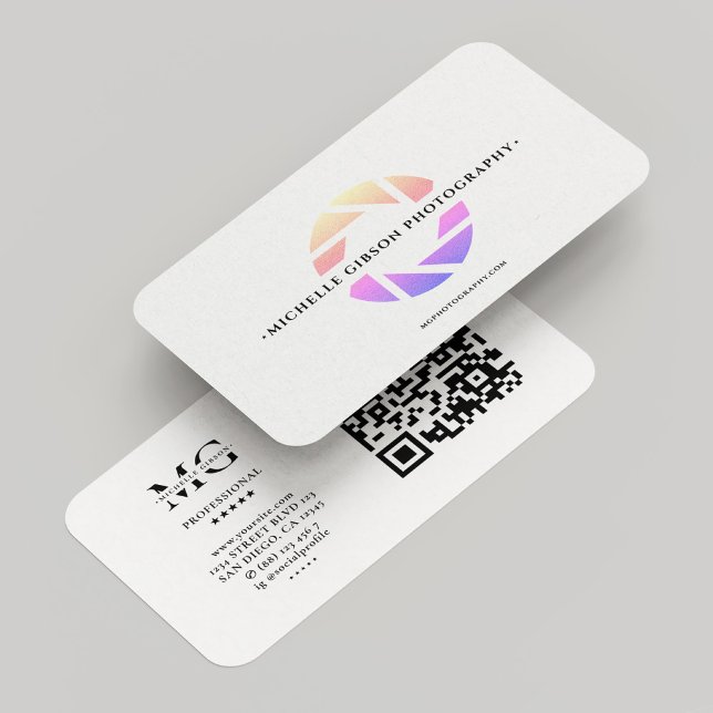 Carte De Visite Photographe Peach Pink Purple Shutter LensMinimal (Photographer Peach Pink Camera Shutter Minimal Business Card
)