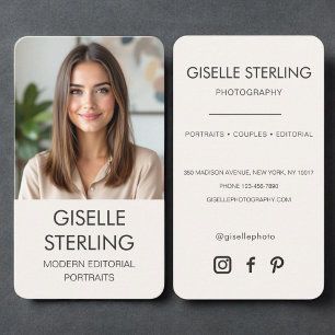 Carte De Visite Photographe Photo Beige Neutre