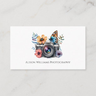 Carte De Visite Photographe Photographe Caméra Florale Aquarelle
