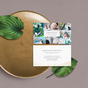 Carte De Visite Photographe professionnel Gold Dots Photo Collage