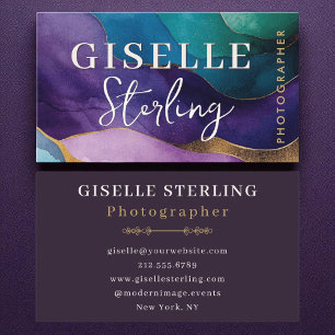Carte De Visite Photographe Purple Gold Aquarelle moderne