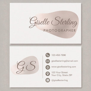 Carte De Visite Photographe Rose Gold Foil Blush Beauté Abstraite