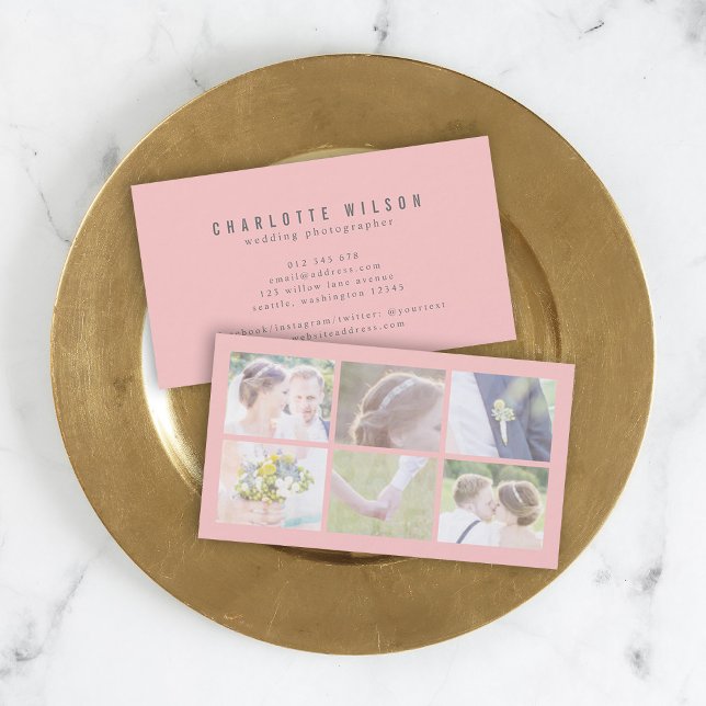 Carte De Visite Photographe rose moderne photo multiple (Créateur téléchargé)