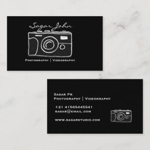 Carte De Visite Photographe vidéaste minimaliste Dessin à la main