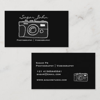 Carte De Visite Photographe vidéaste minimaliste Dessin à la main
