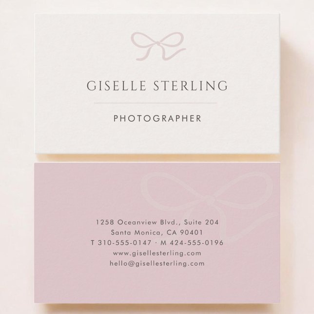 Carte De Visite Photographer Pink Bow (Créateur téléchargé)