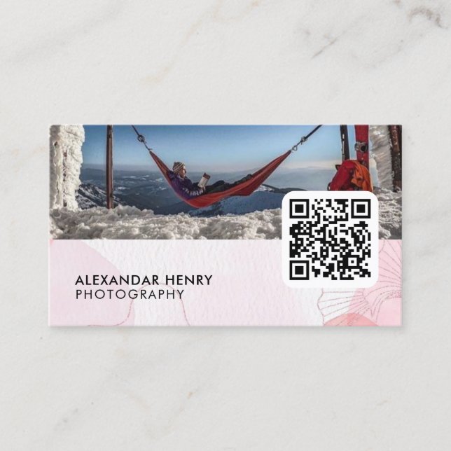 Carte De Visite Photographie Code QR | Photographe moderne Bu (Devant)