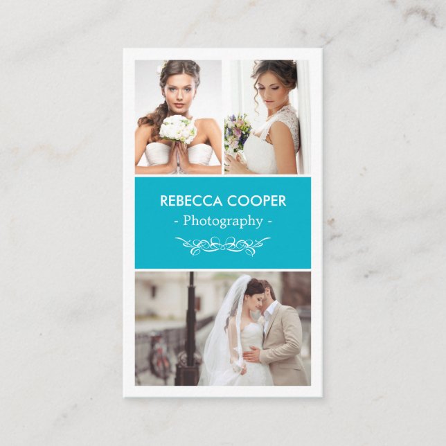 Carte De Visite Photographie Collage photo - Moderne Scuba Blue (Devant)