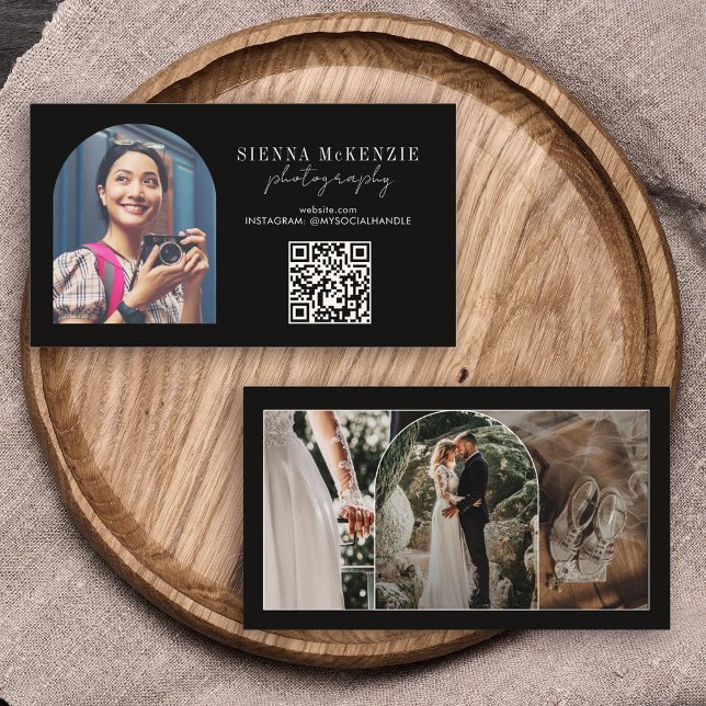 Carte De Visite Photographie d'arc moderne Code QR professionnel (Créateur téléchargé)