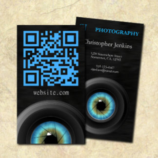 Carte De Visite Photographie de l'objectif bleu Photographe