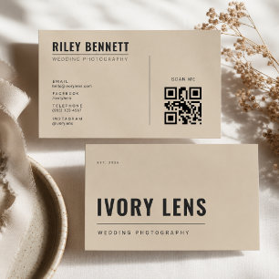 Carte De Visite Photographie de mariage minimaliste   Beige grès