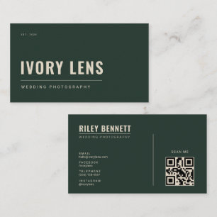 Carte De Visite Photographie de mariage minimaliste Vert forêt