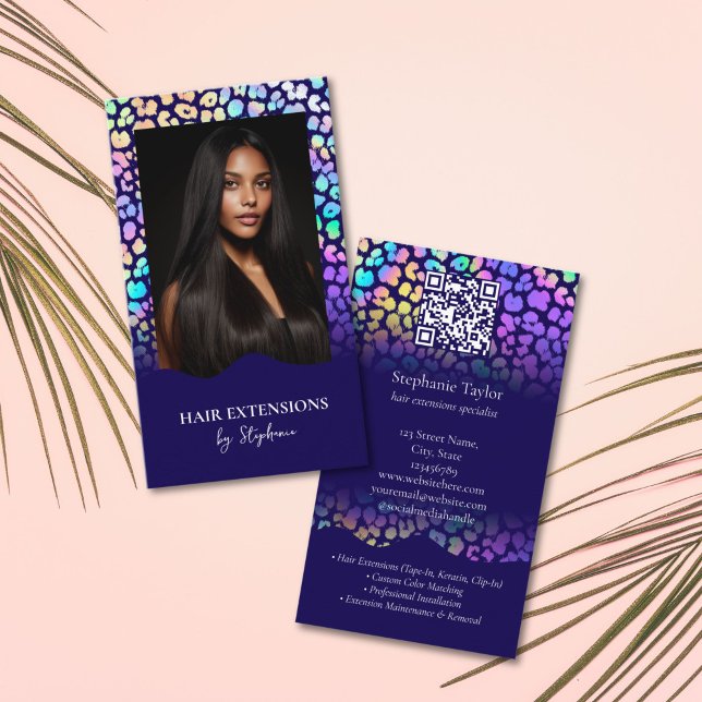 Carte De Visite Photographie de perruque d'extensions de coiffeur  (Holograph Luxury Hair Stylist Extensions Wig Photo Business Card)