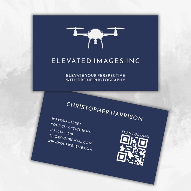 Carte De Visite Photographie de pilote de drone moderne QR Code Ma (Créateur téléchargé)