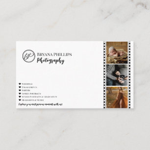 Carte De Visite Photographie de votre logo minimaliste noir et bla