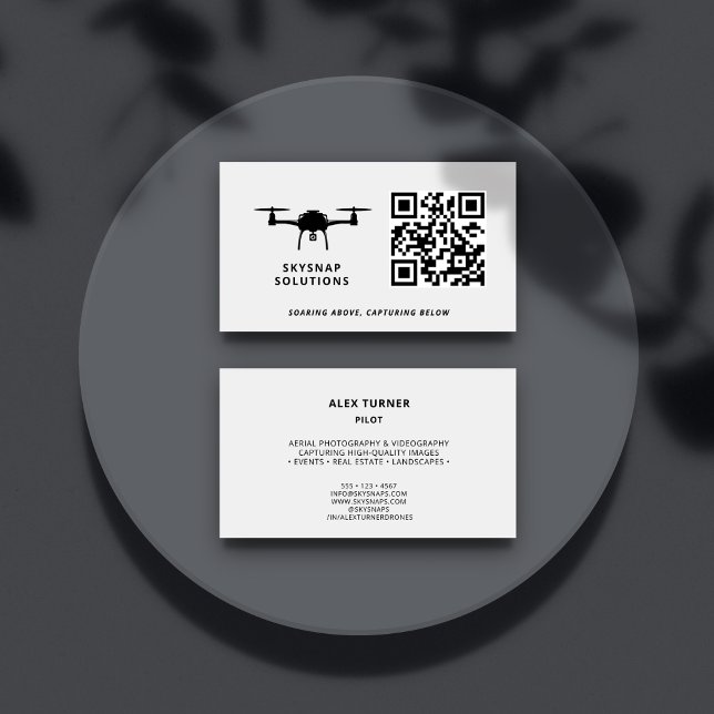 Carte De Visite Photographie du pilote de drone personnalisée Code (Drone logo can be replaced with your logo or kept as is.
)