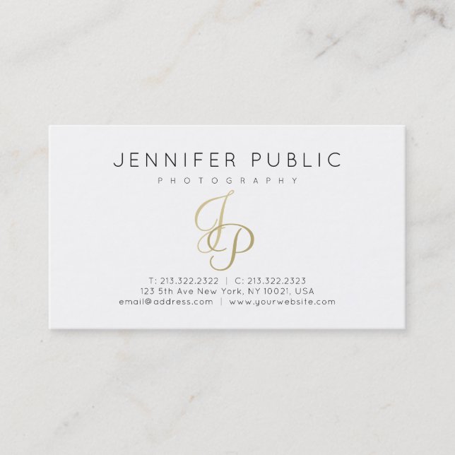 Carte De Visite Photographie Elégant photographe Monogramme Or (Devant)