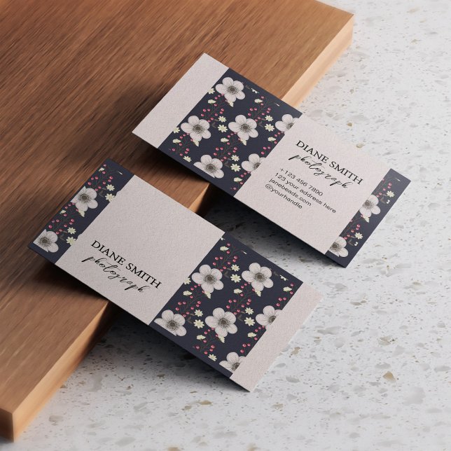 Carte De Visite Photographie florale élégante Typographie personna (Créateur téléchargé)