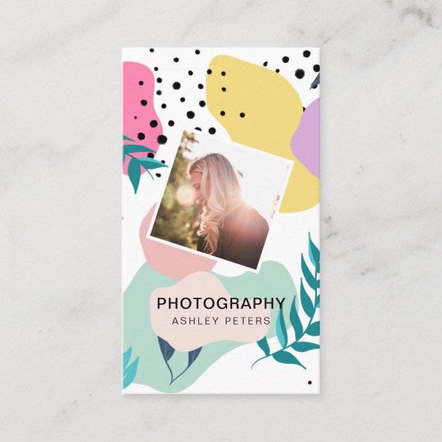 Carte De Visite Photographie formes tropicales pastel chic photo (Devant)