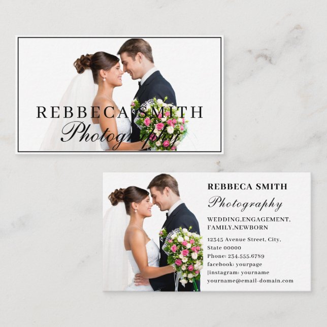 Carte De Visite Photographie Moderne Minimal Simple Photo Blanc (Devant / Derrière)