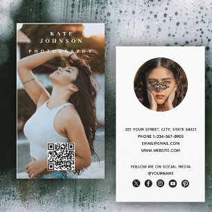 Carte De Visite Photographie Moderne Minimal Simple Photo Code QR