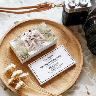 Carte De Visite Photographie moderne minimaliste chic blanc