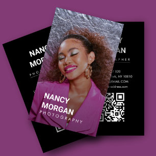 Carte De Visite Photographie moderne minimaliste photo QR Code