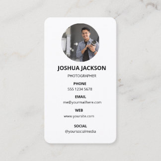 Carte De Visite Photographie Moderne Minimaliste Simple Photo