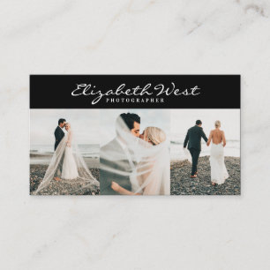 Carte De Visite Photographie moderne noir tendance calligraphie ph