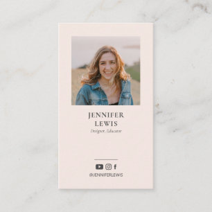 Carte De Visite Photographie noire et rose moderne Médias sociaux