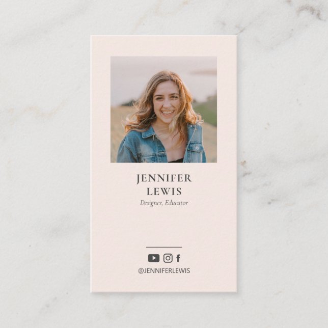 Carte De Visite Photographie noire et rose moderne Médias sociaux (Devant)