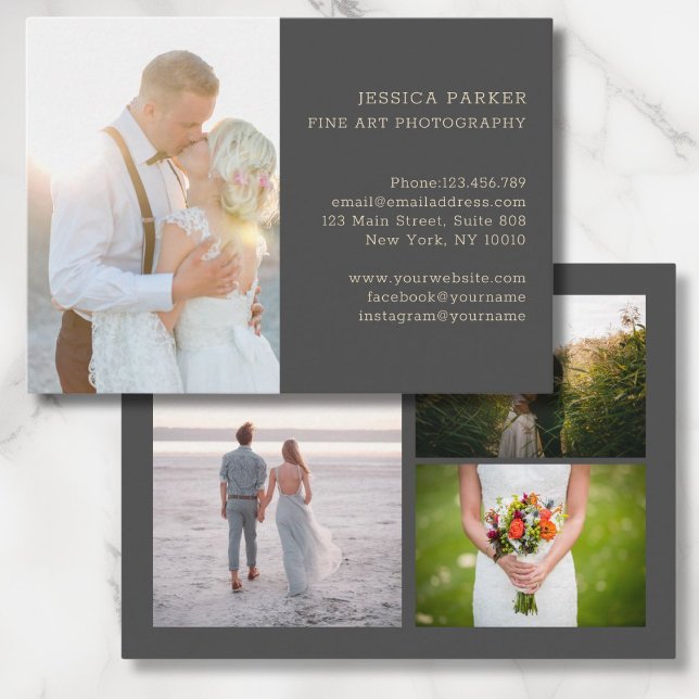 Carte De Visite Photographie personnalisable (Customer specific 4 photo photography business card)