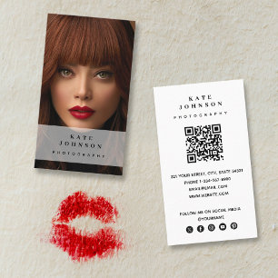 Carte De Visite Photographie Photo Médias sociaux modernes QR Code