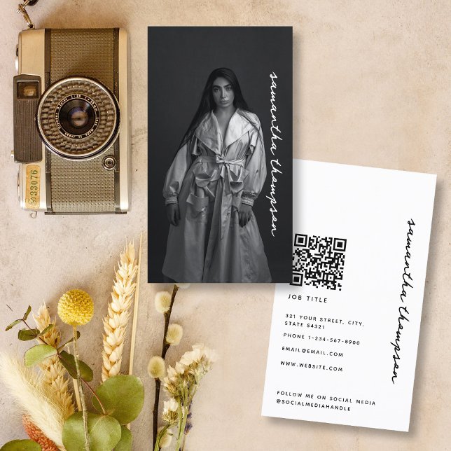 Carte De Visite Photographie professionnelle de script moderne (Modern Trendy Script Professional Photography Business Card)