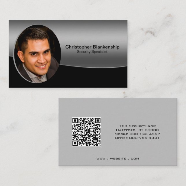 Carte De Visite Photographie professionnelle en noir et gris Code  (Devant / Derrière)