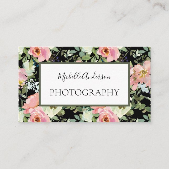Carte De Visite Photographie rose florale (Devant)